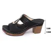 Sandalias Retro Ligeras de Verano con Agujeros y Tacón Alto Estilo Nuevo Tacón Grueso Punta Abierta con Pedrería Sandalias Romanas para Mujer Venta al por Mayor