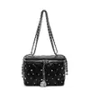 Nova Bolsa Tiracolo com Design de Strass Feminina Transfronteiriça Grade de Diamante Versátil Corrente Bolsa de Ombro Único Texturizada Popular Bolsa Caixa de Mão