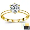 Anillo Clásico de Seis Garras con Moissanita de Plata de Ley S925 Anillo de Pareja Femenino Lujo Sencillo Accesible Color D Quilate Anillo de Boda
