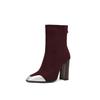 Talla grande botas europeas y americanas combinación de colores punta cuadrada tacón grueso tubo corto botas de mujer comercio exterior transfronterizo 74-3
