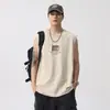 Camiseta sin mangas de manga corta para hombre 2026 nuevo verano cuello redondo estampada juvenil deportiva fitness absorbente de sudor hombros anchos chaleco