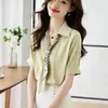 Camisa elegante de manga larga estilo francés con cintas, ropa de mujer elegante, nuevo top satinado profesional de trabajo primavera 2026