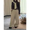 Icciicc Trece Líneas Pantalones Anchos Sueltos con Pliegues Tridimensionales Forro Polar Algodón Tencel Estilo Ropa de Trabajo Pantalones Casuales 1513