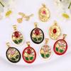 Colgante de Flor Rosa Chapado en Oro Transfronterizo Europeo y Americano Nuevo Collar DIY Pulsera Accesorios de Diamantes Joyería para Mujeres