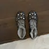 Bailarinas retro de piel de oveja con remaches, punta redonda, para mujer, con punta redonda, apertura poco profunda, diseño sin cordones y suela plana y moderna.