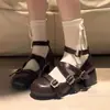 Zapatos de tacón alto estilo Mary Jane retro francés para mujer, nueva colección otoño 2026, adecuados para combinar con faldas, tacón grueso, zapatos de piel de corte bajo