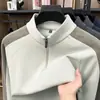 Camiseta de gola alta com zíper de alta qualidade masculina transfronteiriça, camiseta básica casual versátil masculina para primavera e outono, moletom de pai