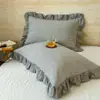 Fundas de almohada de algodón lavado clase a, algodón puro, un par de fundas de almohada grandes individuales para adultos, fundas de almohada con borde de algodón puro 48X74