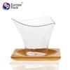 Procesamiento PS personalizado OEM transfronterizo Amazon 100ml borde retorcido postre mousse helado salvado de madera vaso de plástico