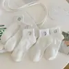 Meias Femininas Tendência Bordado Digital Nova Coleção Primavera/Verão 2025 Estilo Coreano Simples Respiráveis Meias Cano Baixo Meias Finas Femininas