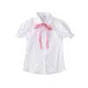 Camisa Blanca de Manga Corta para Niña Camisa Blanca de Manga Larga de Encaje 100% Algodón para Niño Estilo Occidental Niños Grandes Uniforme de Escuela Primaria Nuevo Verano