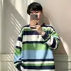 Playeras personalizadas a rayas estilo Hong Kong para hombre y mujer para primavera, otoño e invierno, camisetas de manga larga con estampado digital, capas base estilo celebridad de internet