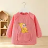 Roupa de exterior para bebê, babador infantil estiloso para refeições, impermeável e resistente a manchas, de veludo cotelê com mangas compridas para outono e inverno