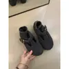 Sapatos Mary Jane com Elevação Interna Forrados de Lã 2025 Novos Sapatos Birkenstock Sapatos Peludos Cinza Sapatos de Algodão Quentes Femininos