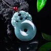 Pingente de Jadeíta Azul Água Natural Grau A Colorido Duplo Pixiu Paz Joia de Jade Exquisita Pingente Atacado