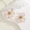 Brincos Populares Europeus e Americanos com Flor de Gotejamento de Óleo para Mulheres, Elegantes, de Alta Qualidade, Simples e Atacado de Brincos