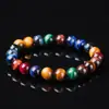Ventas Directas de Fábrica Pulsera de Hilo Único de Cuentas Redondas de Ojo de Tigre Natural de 8 mm para Hombres y Mujeres Joyería de Pulsera de Ojo de Tigre Colorido