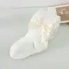 Meia-calça sem pés para meninas Bowknot Primavera e outono Outfit Baby Foot Baby Base White Knitted Meia-calça infantil