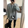 Camiseta de Manga Longa Macia, Fofa, Quente, de Fleece, com Caimento Relaxado para Mulheres, Camiseta Básica Solta Emagrecedora para Outono/Inverno 2025