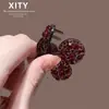 Nuevo Clip para el Cabello con Pedrería Rojo Cereza para Año Nuevo para Mujer, Pinza Pequeña para Recoger Coletas Altas, Dulce Accesorio para el Cabello
