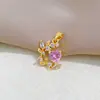 Cobre Oro Real Diamante Rosa Hoja Susurro Moda Comercio Exterior Transfronterizo DIY Joyería Cobre Circonita Microincrustación Accesorios Colgante