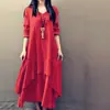 Moda Cruzada Nuevo Producto Primavera y Otoño 2026 Nueva Moda Falso Dos Piezas Artístico Holgado de Manga Larga Irregular Vestido Tendencia