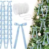 24 Peças de Enfeites de Árvore de Natal com Laços de Cetim e Contas de Pérola Artificial para Festas de Fim de Ano, Dia dos Namorados, Casamento, Festas de Aniversário