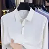 Camisa polo antibacterial de nylon sem costura de manga longa 10A para homens, novo estilo outono 2026, gola de abas, camiseta masculina casual elástica
