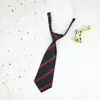 Gravata Pequena Listrada Caseira Ultracurta para Mulheres, Estilo Preguiçoso, Não Precisa Amarrar, Estilo Universitário Japonês Fofo, Marrom Retrô, Meninos do Jardim de Infância