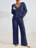 2026 Conjunto de Duas Peças Moda Feminina Casual Costurado de Manga Longa e Calça para Site Independente Europeu e Americano da Amazon