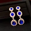 Conjunto de Brincos Agulha de Prata com Strass Redondo Gota d'Água Borla Stud para Mulheres Retro Luxo Leve Sensação de Alta Qualidade Brincos Festa Noturna Moda Versátil Joias de Orelha