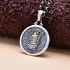 Colgante personalizado de plata de ley S925 para hombre estilo retro retro étnico hecho a mano mate diseño de nicho estilo nacional sólido moda