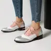 Sapatos de Couro com Cadarço Femininos Amazon para Todas as Estações, Novos Sapatos Brogue Cruzados Femininos com Solas Macias de Borracha, Tamanhos 40-48