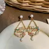 Pendientes de Botón Geométricos de Perlas y Pedrería Estilo Corte Usados Personalidad de Nicho Retro Pendientes Exquisitos Lujo Ligero Sensación de Gama Alta Accesorios para Pendientes