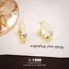 Pendientes Geométricos en Forma de U con Goteo de Aceite Retro de Nicho, Pendientes Minimalistas Cuadrados de Lujo Ligero, Accesorios para Orejas Elegantes y de Moda