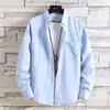 Camisa de Otoño para Jóvenes de Color Sólido para Hombre de Manga Larga Estilo Coreano Holgada Moderna Bonita Tops Camisas Versátiles Casuales para Hombre