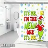 Bestseller transfronterizo de Amazon: Cortina de ducha verde del Grinch, cortina de ducha impermeable de pongee con estampado digital de dibujos animados