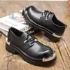 Suministrados directamente por el fabricante, zapatos derby gruesos con puntera metálica para hombre, zapatos de cuero de estilo británico vintage para aumentar la altura, para ir al trabajo y uso casual, antideslizantes
