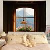 Fuera de la ventana, tela de fondo de montaña ins paisaje dormitorio mesita de noche tela colgante simulación cuarto de alquiler dormitorio revestimiento de pared decorativo tapiz