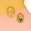 Adornos DIY con Aretes Colgantes de Lujo Ligero Retro Francés, Collar, Colgante, Pintura al Óleo, Flor, Jardín de Monet, Aleación, Gotas de Aceite