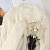 2225 Camiseta Base Gola Meia Alta Interna Lixada Feminina Outono Inverno Nova Moda Elegante Renda Manga Longa Top