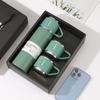 Juego de Taza Termo de Acero Inoxidable 304 Regalos de Negocios Una Taza Tres Tapas Taza de Mano Juego de Taza de Mano para Hombres y Mujeres