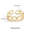 Anillo con apertura de corazón hueco estilo ins europeo y americano, no se decolora, acero inoxidable bañado en oro de 18K, joyería para mujer