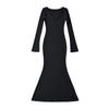 Vestido largo de estilo francés, elegante, con flecos, escote en V, manga larga y cola de pez, para mujer, primavera y verano 2023, corte ajustado.