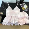Conjunto de dos piezas de pijama de verano para mujer, puro y sexy, hecho a medida, camisola y shorts de seda helada de alta gama para estar en casa