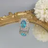 Qingdao Usado Vintage Perla Aguamarina Juego de Tres Piezas Lujo Ligero Plata Hueca Incrustada Diamante Novia Banquete Temperamento Joyería Mujer
