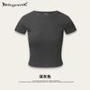 Camiseta Básica Slim-Fit de Verano 2025 Estilo Americano para Mujer, con Cuello Redondo y Mangas Cortas, Adecuada para Usar en Capas o Sola