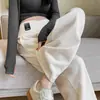 Pantalones de maternidad de tiro bajo con panel de soporte para el vientre, diseño de pierna ancha, forrados de felpa para abrigar, ajuste de talla grande, adecuados para usar como ropa exterior, pantalones largos casuales holgados y cómodos para el embarazo temprano en otoño e invierno