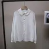 [Nuevo Estilo Coreano] 2026 Principios de Primavera Cuello de Muñeca Botones de Colores Bordado Dulce Reductor de Edad Delgado Camisa de Manga Larga para Mujer 5851