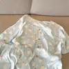 Pijama fofo com estampa integral de ganso para mulheres, conjunto de shorts e blusa de manga curta com gola redonda para o verão, roupa de casa macia e adorável estilo princesa, adequado para sair